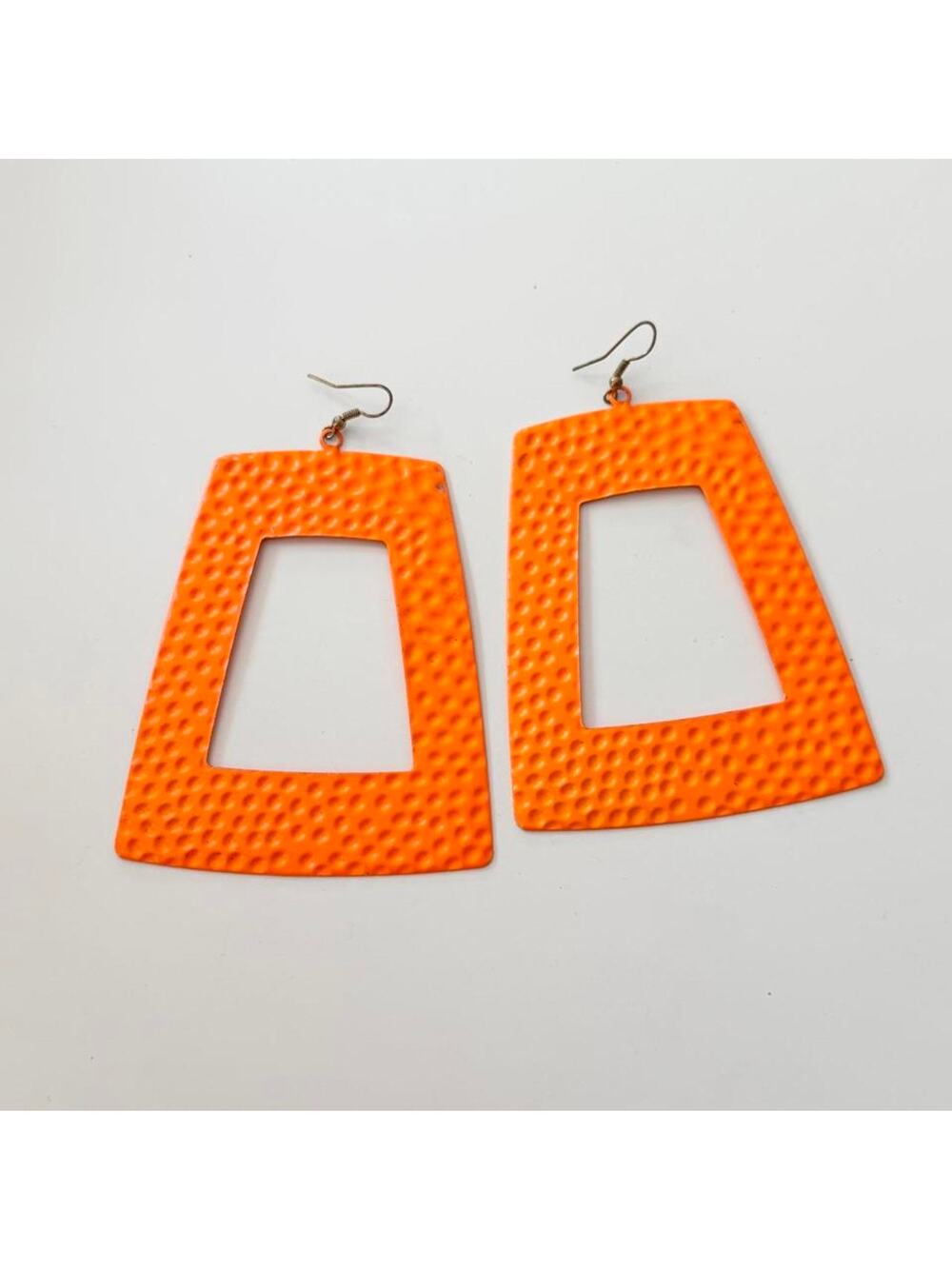 ✦ 80s Neon Hammered Metal Earrings ♡ Vintage Statement ✦